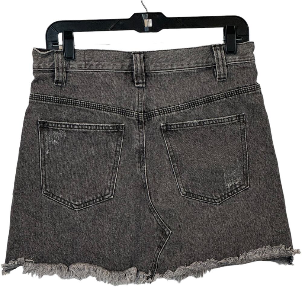Free People We The Free Sidecar Distressed Black Denim Mini Skirt - Picture 3 of 11